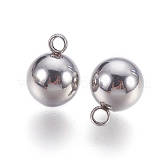 変色しにくい201ステンレススチールチャーム  ラウンド  ステンレス鋼色  10.5x8mm  穴：1.6mm&nbsp;STAS-P212-08P-03