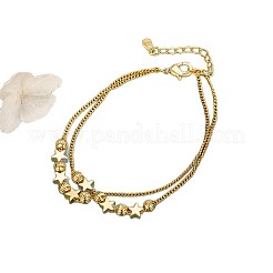 Brass Curb Chain 2-Strand Bracelets for Women&nbsp;WG9F5FA-01