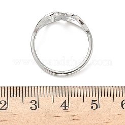 304ステンレススチール製キュービックジルコニアの指輪（女性用）  ハート  ステンレス鋼色  11mm  内径：18mm&nbsp;RJEW-F189-05P