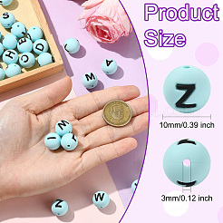1 Set 26Pcs Blue Round with Letter Silicone Beads&nbsp;ST-CJ0041-013