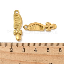 イオンプレーティング（IP）304ステンレスペンダント  蝶結びのチャーム付き櫛  18KGP本金メッキ  18.5x7.5x2mm  穴：2.1mm&nbsp;STAS-N103-77G