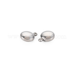 変色しない304ステンレススチールチャーム  フラットラウンド  ステンレス鋼色  10x8x4.5mm  穴：1.4mm&nbsp;STAS-N097-149P