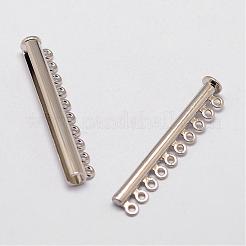 合金磁気ありスライドロッククラスプ  1連  10穴  チューブ  プラチナ  20mm  穴：56x13.5x7mm&nbsp;PALLOY-P103-09P