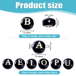 32Pcs 26 Style Natural Black Stone and Gold Enamel Beads&nbsp;G-PH0003-23