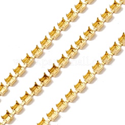 50M Rectangle Brass Rhinestone Claw Setting Chains&nbsp;CHC-C024-01B-G