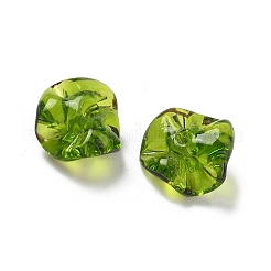 手作りランプワークビーズ  ライムグリーン  16x16.5x9.5mm  穴：1.6mm&nbsp;LAMP-S080-01A