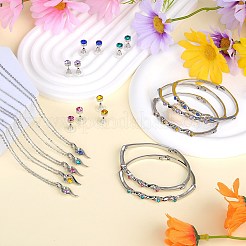 ラインストーン ツイスト ペンダント ネックレス & ダイヤモンド バングル & スタッド イヤリング  女性用プラチナ合金ジュエリーセット  エメラルド  16.34インチ（415mm）  61x47mm  6mm  ピン：0.7mm&nbsp;JEW101H