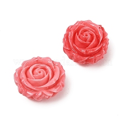 合成貝で染めた彫刻ビーズ  花  ライトコーラル  15x16x8mm  穴：1.2mm&nbsp;SHEL-U001-01A