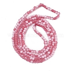 つや消しクラックルガラスビーズ  ロンデル  淡いバイオレットレッド  4.5x3.5mm  穴：0.8mm&nbsp;X1-GLAA-U001-4mm-M13