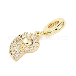 Brass Micro Pave Clear Cubic Zirconia Sea Animal European Dangle Charms&nbsp;LS-KK-B159-04G-03