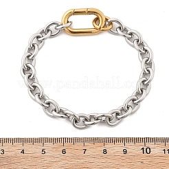 304ステンレススチールアズキチェーンブレスレット女性男性用  本金メッキ&ステンレススチールカラー  7-5/8インチ（19.5cm）&nbsp;BJEW-C089-09GP