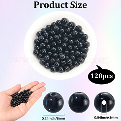 天然ブラックオニキスビーズ120個  グレードAB  ラウンド  染め＆加熱  6mm  穴：0.8mm&nbsp;G-PA0001-06A