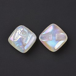 レインボー虹色メッキアクリルビーズ  キラキラビーズ  文字h模様の菱形  ホワイト  29.5x29.5x14mm  穴：3.2mm&nbsp;LS-OACR-A010-06F