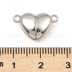 変色しない304ステンレススチール製マグネット留め具  ハート  ステンレス鋼色  10.5x17x6.5mm  穴：1.5mm&nbsp;LS-STAS-K265-01A-P