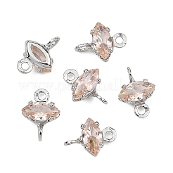 SHEGRACE Brass Pave Cubic Zirconia Horse Eye Connector Charms&nbsp;XGRQ2O948-436B-P
