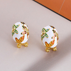 Alloy Enamel Oval with Butterfly Pattern Stud Earrings for Women&nbsp;WGEA3F2-01