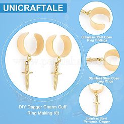 DIY Dagger Charm Cuff Ring Making Kit&nbsp;DIY-UN0003-66