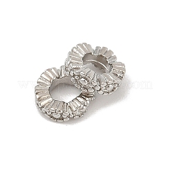 真鍮製スペーサービーズ  フラットラウンド  プラチナメッキ  6.5x2mm  穴：3mm&nbsp;KK-D375-21P
