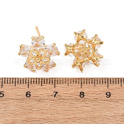 Brass Cubic Zirconia Stud Earrings for Women&nbsp;EJEW-F418-11G
