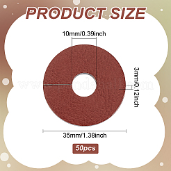 合成皮革ワイングラスチャーム50個  ブランクのゴブレットマーカー  フラットラウンド  シエナ  35x3mm  穴：10mm&nbsp;AJEW-FG0004-24