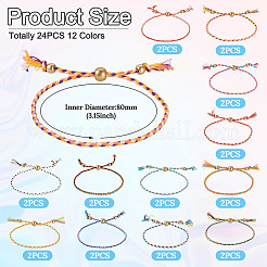 24Pcs 12 Colors Bohemian Braided Polyester Cord Bracelet Making&nbsp;MAK-TA0001-34