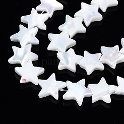 天然トロチッドシェル/トロカスシェルビーズ連売り  漂白  スター  ホワイト  9~10x9~11x2.5mm  穴：0.5mm  約49~50個/連  15.55インチ〜16.14インチ（39.5~41cm）&nbsp;SSHEL-N034-96A-B01