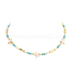 Synthetic Turquoise Beaded Necklace & Bracelet & Dangle Earring Sets&nbsp;SJEW-JS01361