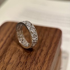 菱形模様 925 スターリングシルバー、クリスタルラインストーンの指輪  プラチナ  usサイズ6（16.5mm）&nbsp;FS-WG922B2-02