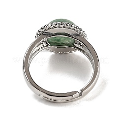 Natural Green Aventurine Round Adjustable Rings&nbsp;RJEW-K271-02P-05
