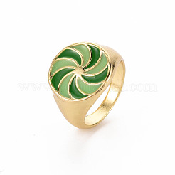 Rack Plating Light Gold Alloy Enamel Wide Band Rings&nbsp;RJEW-Q163-003-RS