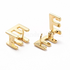 女性のための最初のフープピアス  18KGP本金メッキレター真鍮イヤリング  文字.e  12.5x9x9.5mm  ピン：0.8mm&nbsp;EJEW-P194-01G-E
