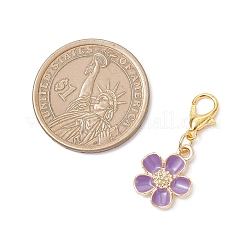 合金エナメルの花のペンダントの装飾  カニカンチャーム  キーホルダー用  財布  バックパック飾り  ミックスカラー  29mm&nbsp;HJEW-JM04235