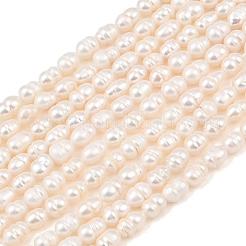 天然養殖淡水パールビーズ連売り  ライス  グレードA +  パパイヤホイップ  5~6mm  穴：0.6mm  約45~54個/連  12.99~13.78''（33~35センチメートル）&nbsp;PEAR-F020-19