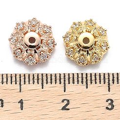 マルチペタルブラスマイクロパヴェキュービックジルコニアビーズキャップ  花  透明  ミックスカラー  10x4mm  穴：1.2mm&nbsp;ZIRC-F088-038-M