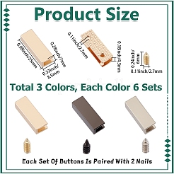18 Bags 3 Colors Rectangle Alloy Bag Zipper Tail Ends&nbsp;FIND-CY0002-29B