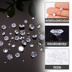 キュービックジルコニアカボション  グレードA  多面カット  ダイヤモンド  透明  1mm  2mm  3x2mm  4x2.5mm  5x3mm  50個/セット&nbsp;ZIRC-TA0001-03