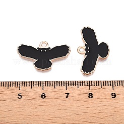 ハロウィンテーマアロイエナメルペンダント  カドミウムフリー＆鉛フリー  ライトゴールド  鳥  14x23.5x1.5mm  穴：1.8mm&nbsp;PALLOY-N176-48-RS