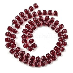 透明ガラスビーズ連売り  ロンデル  多面カット  暗赤色  5.5x4mm  穴：1.2mm  約99~103個/連  56~63cm&nbsp;GLAA-P076-01A-04
