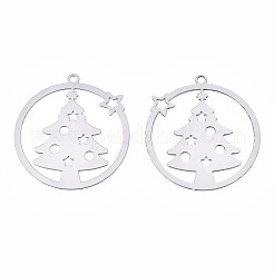 Non-Tarnish Christmas 201 Stainless Steel Filigree Pendants&nbsp;STAS-S118-003P