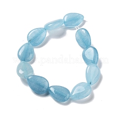 天然水晶模造アクアマリン ビーズ 連売り  染め  フラットティアドロップ  17.5~18x13~13.5x6mm  穴：1.2~1.4mm  約11個/連  7.56''（19.2センチメートル）&nbsp;G-P528-L09-01