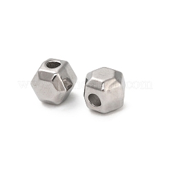 304ステンレススチールビーズ  六角  多面カット  ステンレス鋼色  4.8x4.3x4.3mm  穴：1.4mm&nbsp;STAS-D204-03P