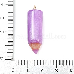樹脂ペンシルペンダント  金色の亜鉛合金ループ付き  パープル  35x10.5mm  穴：2mm&nbsp;RESI-V009-01C