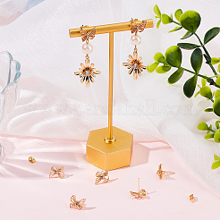 10Pcs Brass Cubic Zirconia Bowknot Stud Earring Findings&nbsp;KK-BBC0008-31