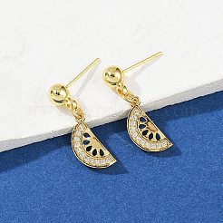 フルーツをテーマにした真鍮製のダングルスタッドピアス  ラックめっき  長持ちメッキ  鉛フリー＆カドミウムフリー  18KGP本金メッキ  21~24x6~12mm&nbsp;EJEW-Z115-04G