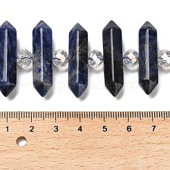天然ソーダライトの両端が尖ったビーズの連売り  ガラスビーズ  ファセット弾丸  31~33x7~9x7~9mm  穴：1mm  約26~27個/連  15.16~15.75''（38.5~40センチメートル）&nbsp;G-H069-B18-01
