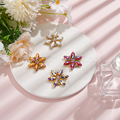 4Pcs 4 Colors Alloy Rhinestone Cabochons&nbsp;FIND-MA0001-09