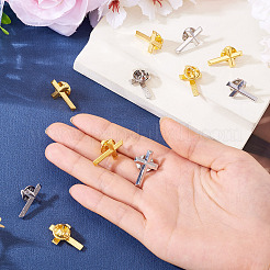 12個 2色クロス亜鉛合金ブローチ  プラチナ·ゴールデン  25x16mm  6個/カラー&nbsp;JEWB-TA0001-22