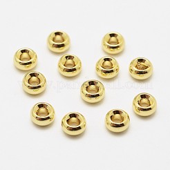 真鍮スペーサーロンデルビーズ  カドミウムフリー＆ニッケルフリー＆鉛フリー  18KGP本金メッキ  5x3mm  穴：2mm&nbsp;KK-P130-112G-NR