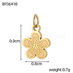 304ステンレスペンダント  花のチャーム  イオンプレーティング（ip）  丸カン付き  18KGP本金メッキ  9x8mm&nbsp;STAS-OY006-40G