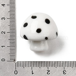 手作りランプワークビーズ  水玉模様のキノコ  ホワイト  24.5x23.5mm  穴：2mm&nbsp;LA-CBAC6A6-05E